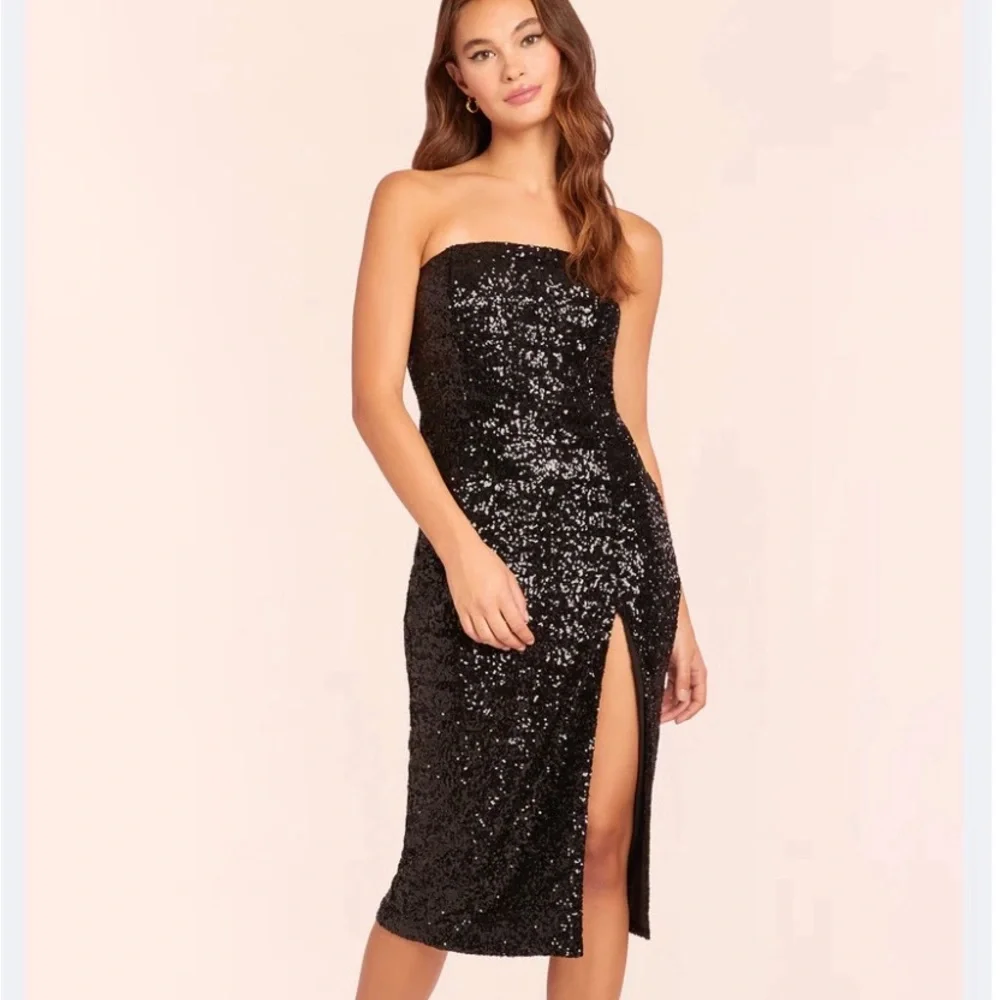 Amanda Uprichard Black Sequin Lizzy Dress - Picture 3 of 7